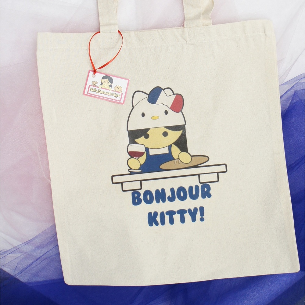 Bonjour Kitty - Beige Tote Bag